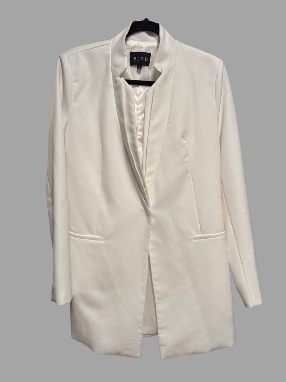 BLVD Cream Open-Front Longline Blazer